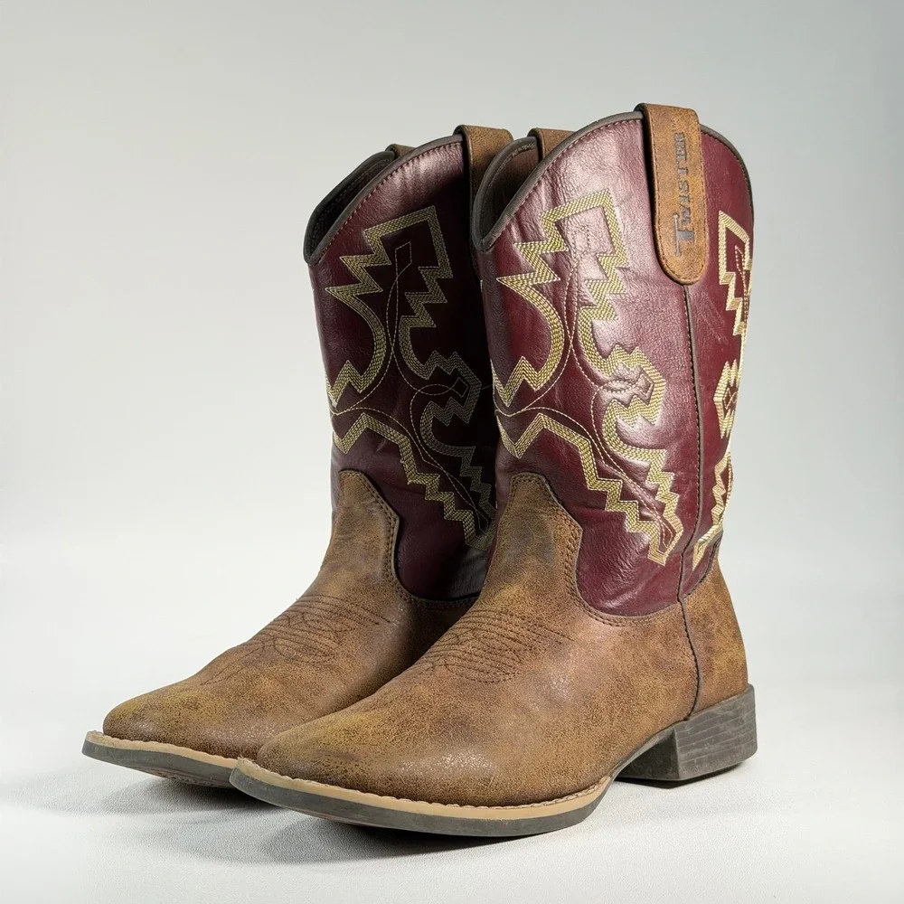 Twister Western Cowboy Boots Kids Size 3 Leather Rodeo Square Toe Ranchwear